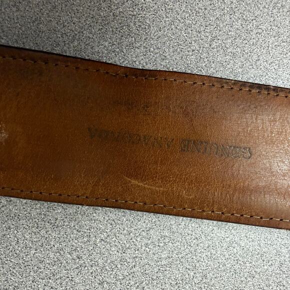 Vtg Nocona Anaconda Snake Leather Belt 32 Mens Black Tan Buckle Western Cowboy - Picture 9 of 10